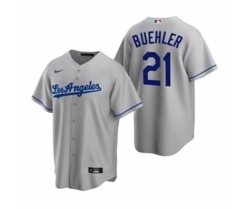 Los Angeles Dodgers #21 Walker Buehler Nike Gray Replica Road Jersey