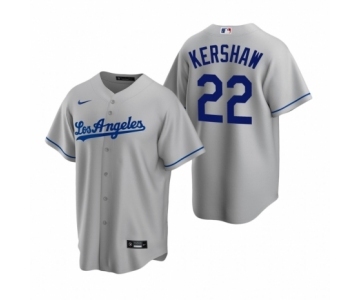 Los Angeles Dodgers #22 Clayton Kershaw Nike Gray Replica Road Jersey