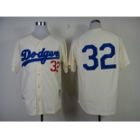 Los Angeles Dodgers #32 Sandy Koufax 1955 Cream Throwback Jersey