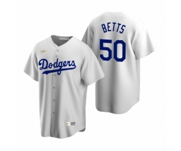 Los Angeles Dodgers #50 Mookie Betts Nike White Cooperstown Collection Home Jersey