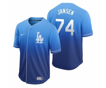 Los Angeles Dodgers #74 Kenley Jansen Royal Fade Nike Jersey