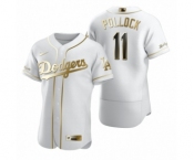 Men Los Angeles Dodgers #11 A.J. Pollock Nike White Authentic Golden Edition Jersey