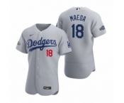 Men Los Angeles Dodgers #18 Kenta Maeda 2020 Alternate Patch Gray Authentic Jersey