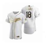 Men Los Angeles Dodgers #18 Kenta Maeda Nike White Authentic Golden Edition Jersey