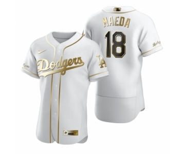 Men Los Angeles Dodgers #18 Kenta Maeda Nike White Authentic Golden Edition Jersey