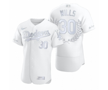 Men Maury Wills #30 Los Angeles Dodgers White Awards Collection NL MVP Jersey