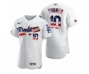 Men's #10 Justin Turner Los Angeles Dodgers White 2020 Stars & Stripes 4th of July Jersey