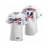 Men's #14 Enrique Hernandez Los Angeles Dodgers White 2020 Stars & Stripes 4th of July Jersey