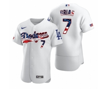 Men's #7 Julio Urias Los Angeles Dodgers White 2020 Stars & Stripes 4th of July Jersey