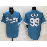 Men's Brooklyn Dodgers #99 Joe Kelly Light Blue Cooperstown Collection Cool Base Jersey