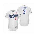 Men's Chris Taylor Los Angeles Dodgers #3 White 2019 Mother's Day Flex Base Home Jersey