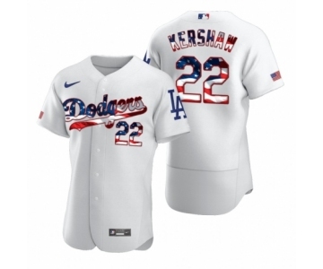 Men's Clayton Kershaw #22 Los Angeles Dodgers White 2020 Stars & Stripes 4th of July Jersey