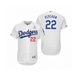 Men's Clayton Kershaw Los Angeles Dodgers #22 White 2019 Mother's Day Flex Base Home Jersey