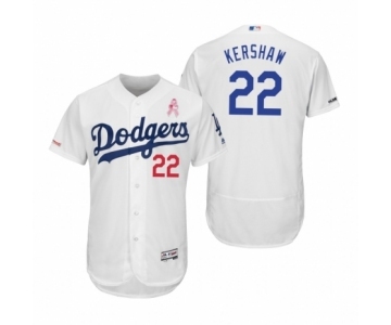 Men's Clayton Kershaw Los Angeles Dodgers #22 White 2019 Mother's Day Flex Base Home Jersey