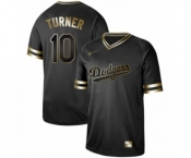 Men's Los Angeles Dodgers #10 Justin Turner Authentic Black Gold Fashion Baseball Jersey