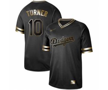 Men's Los Angeles Dodgers #10 Justin Turner Authentic Black Gold Fashion Baseball Jersey