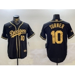 Men's Los Angeles Dodgers #10 Justin Turner Black Cool Base Stitched MLB Jersey