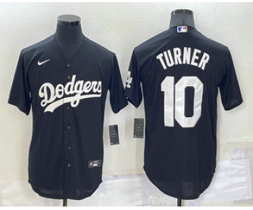 Men's Los Angeles Dodgers #10 Justin Turner Black Turn Back The Clock Stitched Cool Base Jersey