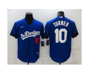 Men's Los Angeles Dodgers #10 Justin Turner Blue Game City Player Jersey