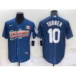 Men's Los Angeles Dodgers #10 Justin Turner Rainbow Blue Red Pinstripe Mexico Cool Base Nike Jersey