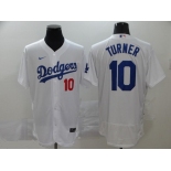 Men's Los Angeles Dodgers #10 Justin Turner Replica White Home Cool Base Baseball Jersey