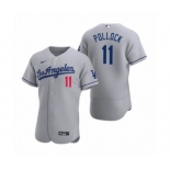 Men's Los Angeles Dodgers #11 A.J. Pollock Nike Gray Authentic 2020 Road Jerse