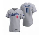 Men's Los Angeles Dodgers #11 A.J. Pollock Nike Gray Authentic 2020 Road Jerse