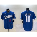 Men's Los Angeles Dodgers #11 Miguel Rojas Number Blue Cool Base Stitched Jersey