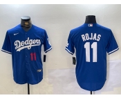 Men's Los Angeles Dodgers #11 Miguel Rojas Number Blue Cool Base Stitched Jersey