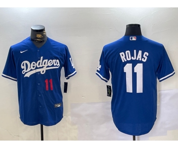 Men's Los Angeles Dodgers #11 Miguel Rojas Number Blue Cool Base Stitched Jersey