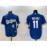 Men's Los Angeles Dodgers #11 Miguel Rojas Number Blue Cool Base Stitched Jerseys