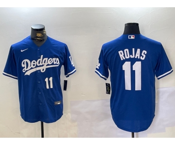 Men's Los Angeles Dodgers #11 Miguel Rojas Number Blue Cool Base Stitched Jerseys