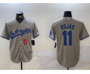 Men's Los Angeles Dodgers #11 Miguel Rojas Number Grey With los Cool Base Stitched Jersey