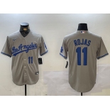 Men's Los Angeles Dodgers #11 Miguel Rojas Number Grey With los Cool Base Stitched Jerseys