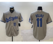 Men's Los Angeles Dodgers #11 Miguel Rojas Number Grey With los Cool Base Stitched Jerseys