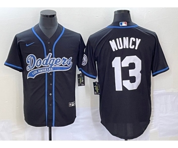 Men's Los Angeles Dodgers #13 Max Muncy Black With Patch Cool Base Stitched Baseball Jersey1