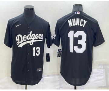 Men's Los Angeles Dodgers #13 Max Muncy Number Black Turn Back The Clock Stitched Cool Base Jersey