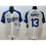 Men's Los Angeles Dodgers #13 Max Muncy White Blue Fashion Stitched Cool Base Limited Jersey