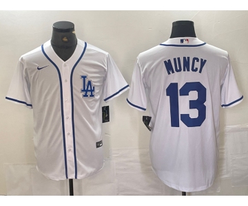 Men's Los Angeles Dodgers #13 Max Muncy White Cool Base Stitched Baseball Jersey