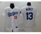 Men's Los Angeles Dodgers #13 Max Muncy White Road Flex Base Authentic Collection Baseball Jersey