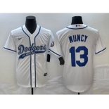 Men's Los Angeles Dodgers #13 Max Muncy White With Patch Cool Base Stitched Baseball Jersey1