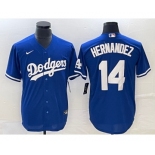 Men's Los Angeles Dodgers #14 Enrique Hernandez Blue Stitched Cool Base Nike Jersey