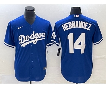 Men's Los Angeles Dodgers #14 Enrique Hernandez Blue Stitched Cool Base Nike Jersey