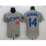 Men's Los Angeles Dodgers #14 Enrique Hernandez Gray Alternate Road Flexbase Authentic Collection Baseball Jersey