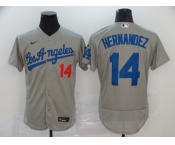 Men's Los Angeles Dodgers #14 Enrique Hernandez Gray Alternate Road Flexbase Authentic Collection Baseball Jersey