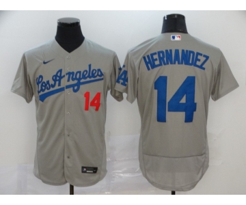 Men's Los Angeles Dodgers #14 Enrique Hernandez Gray Alternate Road Flexbase Authentic Collection Baseball Jersey