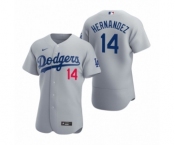 Men's Los Angeles Dodgers #14 Enrique Hernandez Nike Gray Authentic 2020 Alternate Jersey