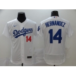 Men's Los Angeles Dodgers #14 Enrique Hernandez White Alternate Road Flexbase Authentic Collection Baseball Jersey