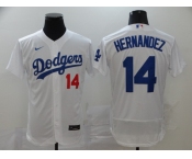 Men's Los Angeles Dodgers #14 Enrique Hernandez White Alternate Road Flexbase Authentic Collection Baseball Jersey