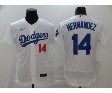 Men's Los Angeles Dodgers #14 Enrique Hernandez White Alternate Road Flexbase Authentic Collection Baseball Jersey